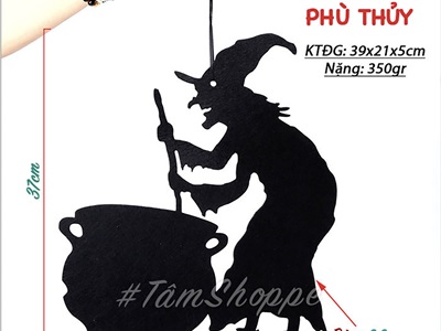 Dây treo Halloween nỉ đen 30-80cm nhiều kiểu [Có dây treo - 2 lớp] DTR-HLW-07